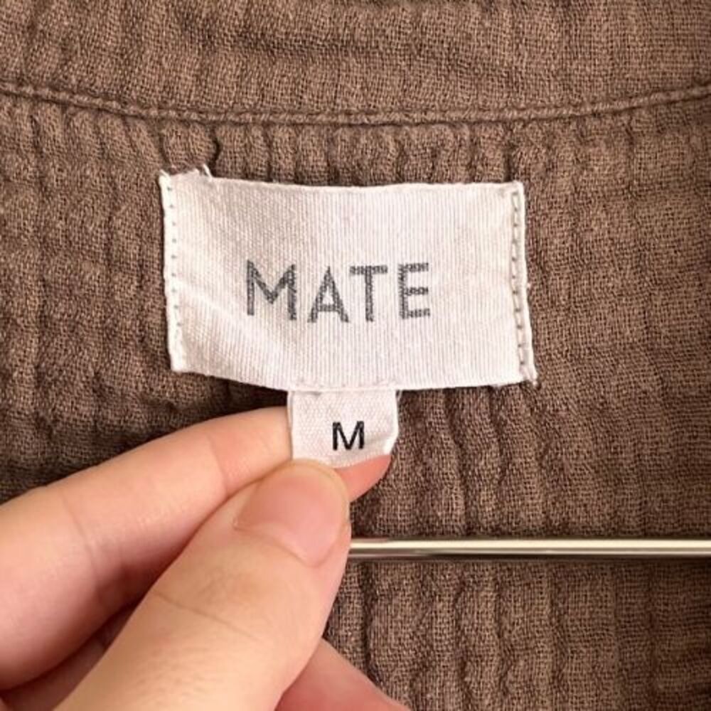 Mate the Label Organic Gauze Oversized Button Down in Bark Size MEDIUM - Picture 4 of 6